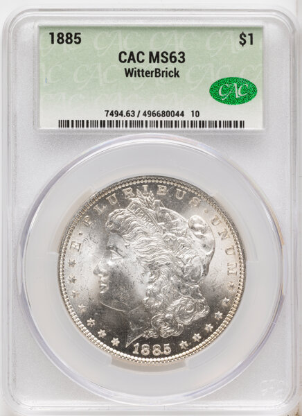1885 $1  Clashed Dies, VAM-9A MS64 CAC thumbnail 2