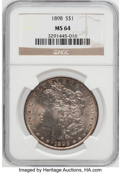 1898 $1 MS62 CAC thumbnail 3