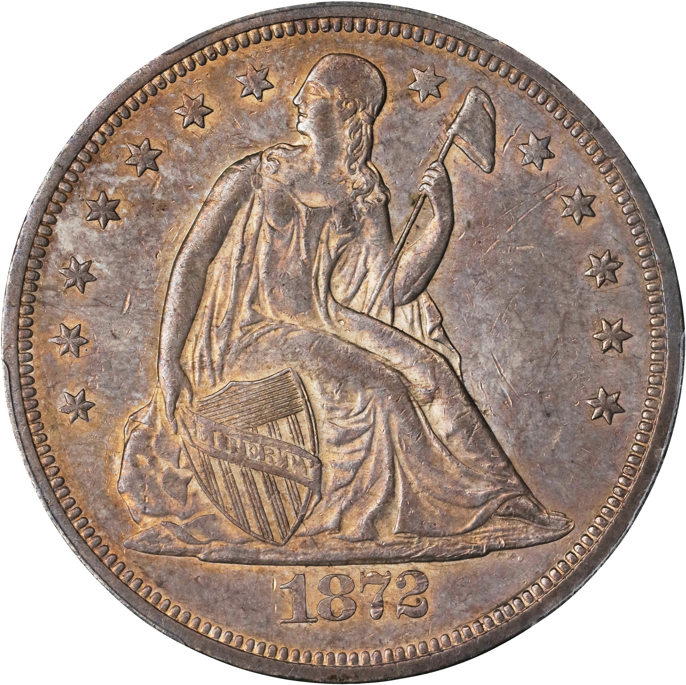 1872 $1 MS66 CAC thumbnail 3