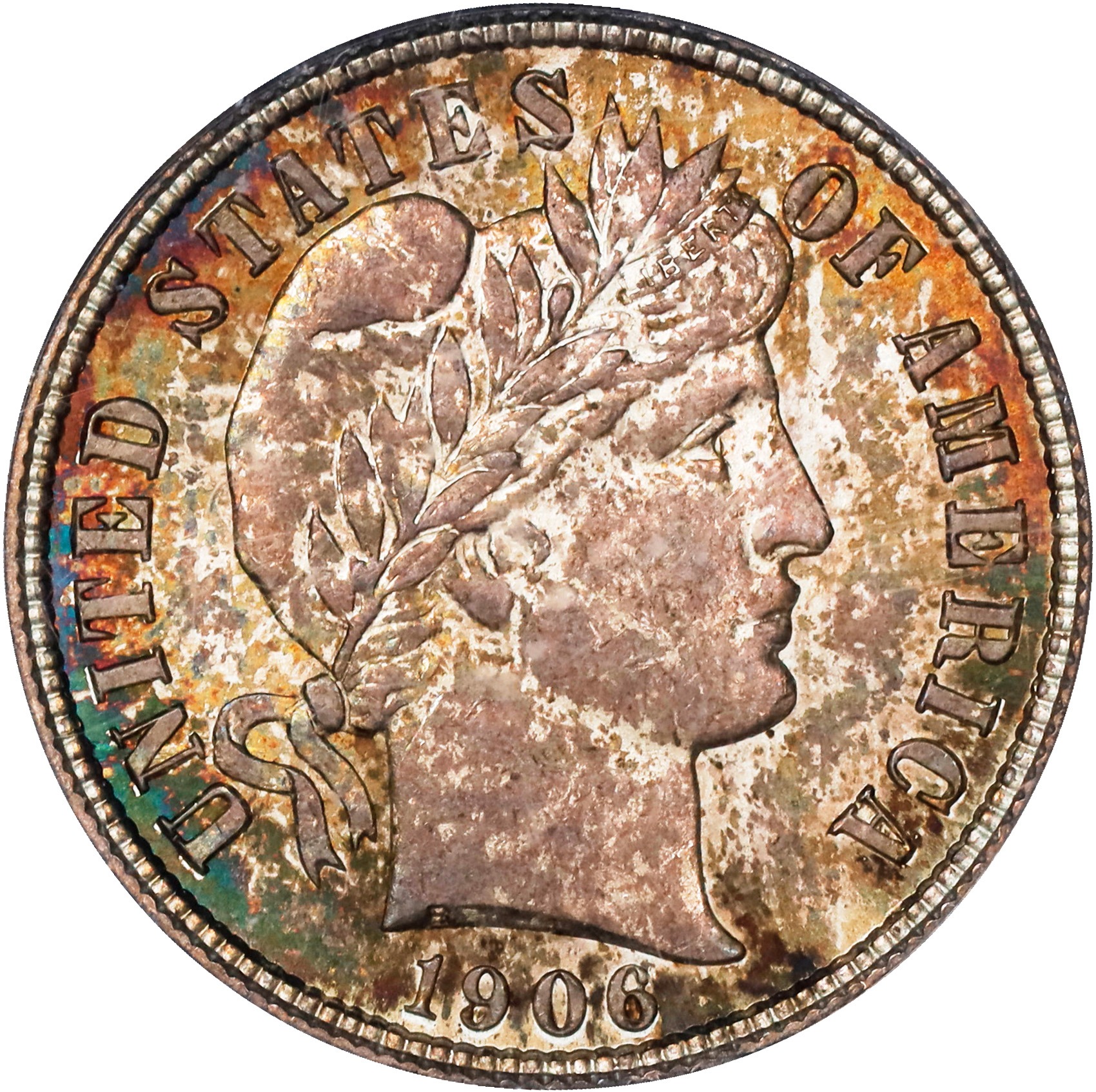 1906-D 10c VF30 CAC thumbnail 3