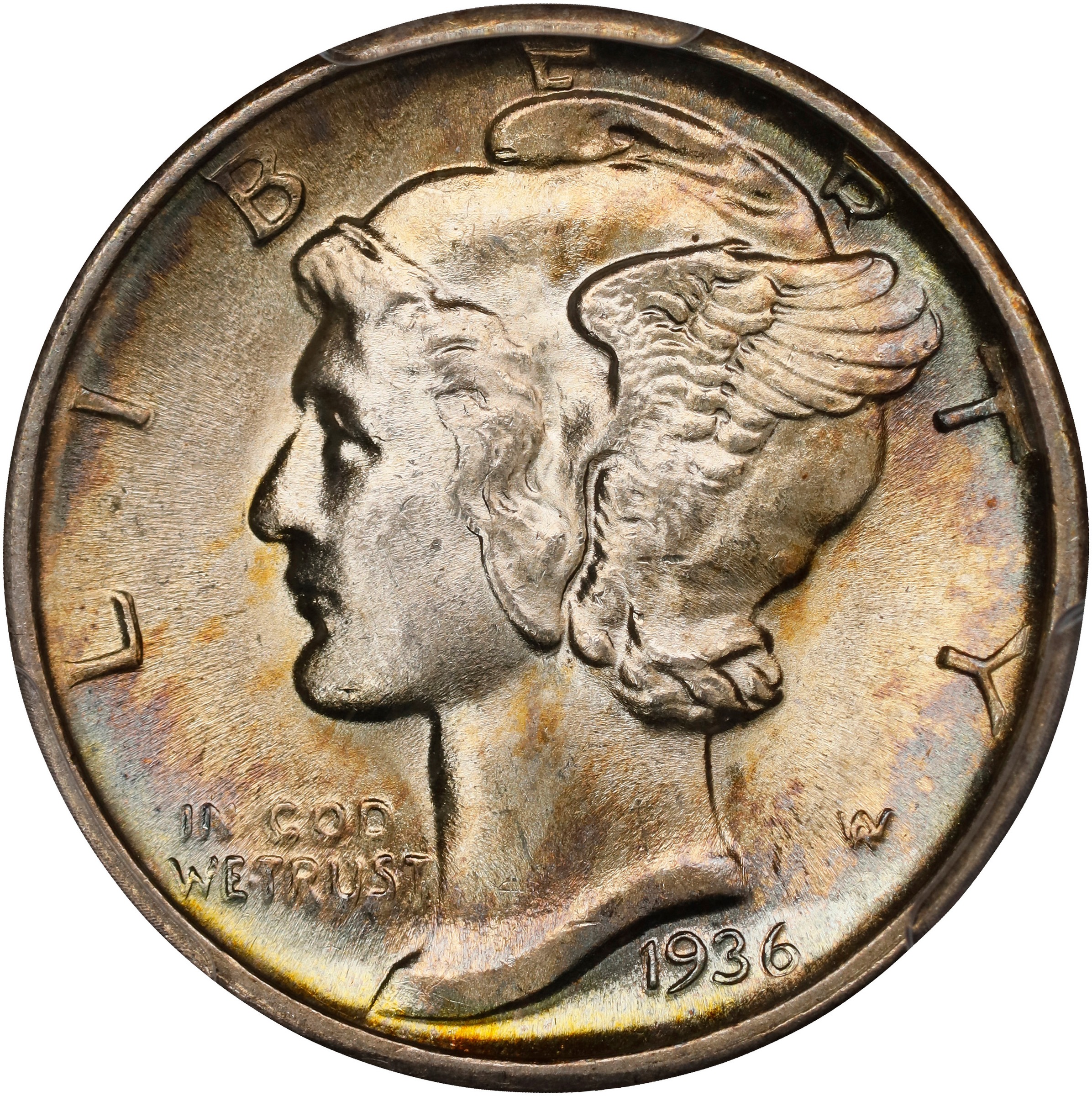 1936-D 10c MS FB MS64 FB CAC thumbnail 3