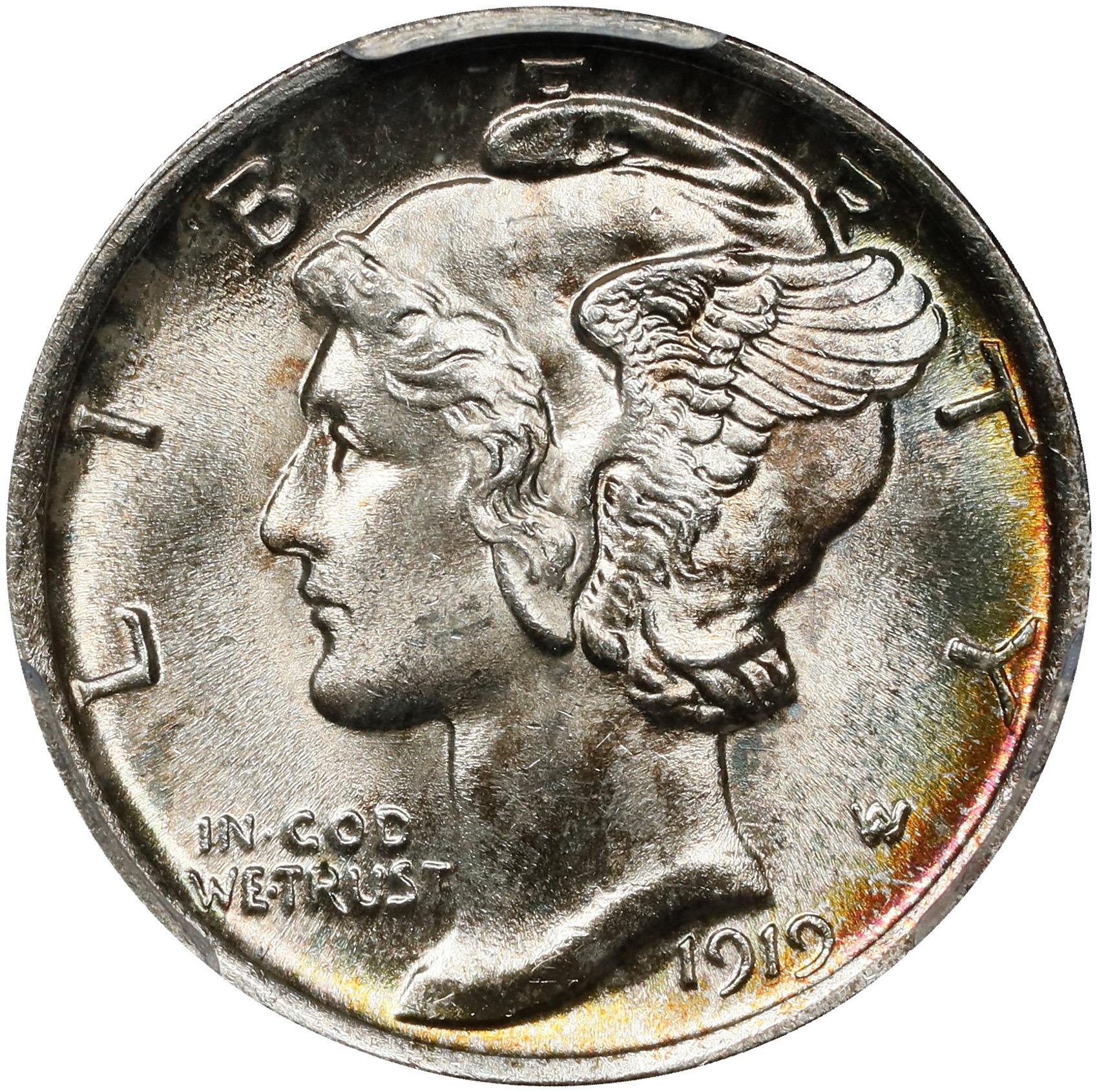 1919 10c MS FB MS66 FB CAC thumbnail 3