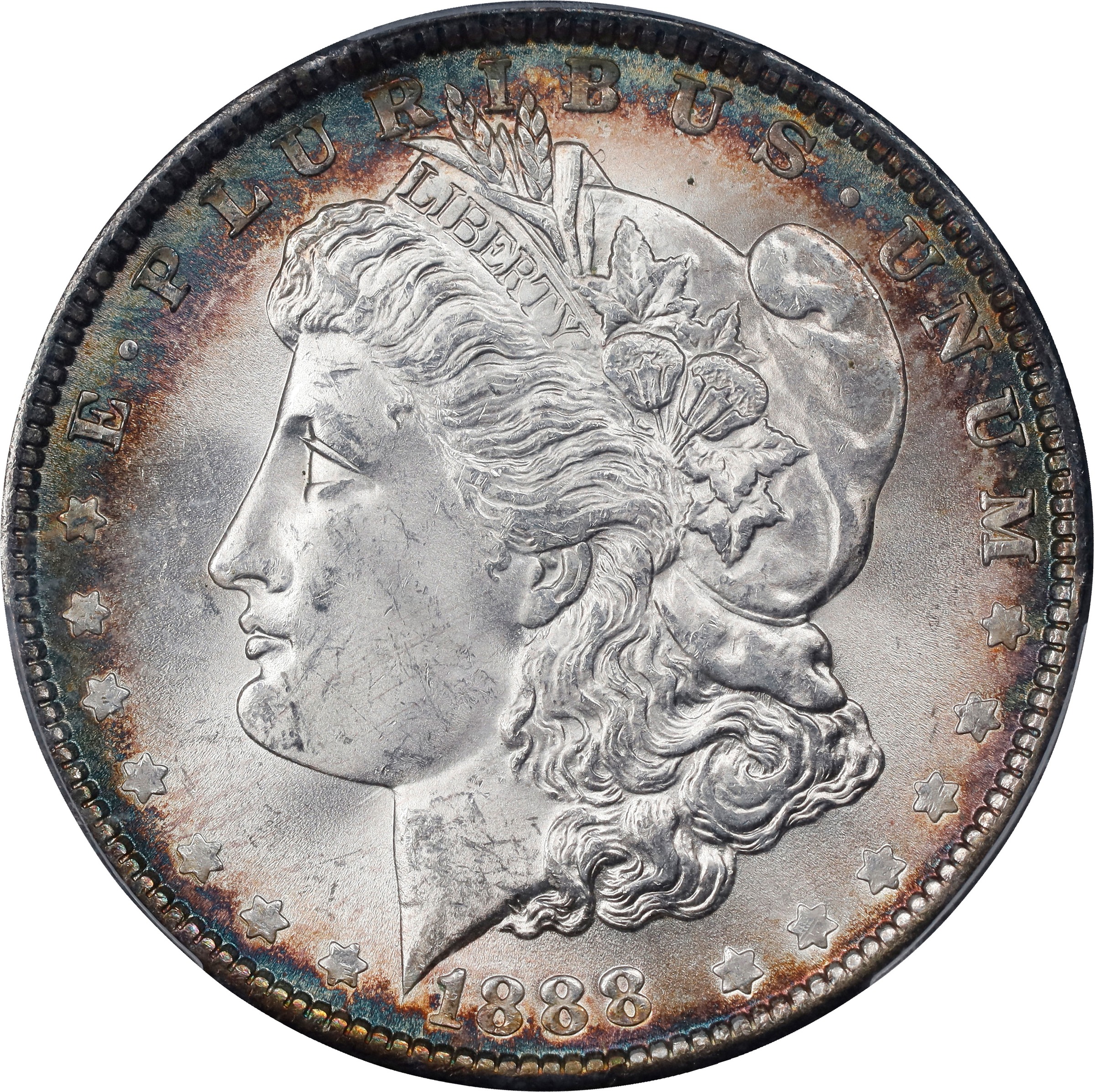 1888 $1  Die Gouges State 9, VAM-7D2 VF30 CAC thumbnail 2