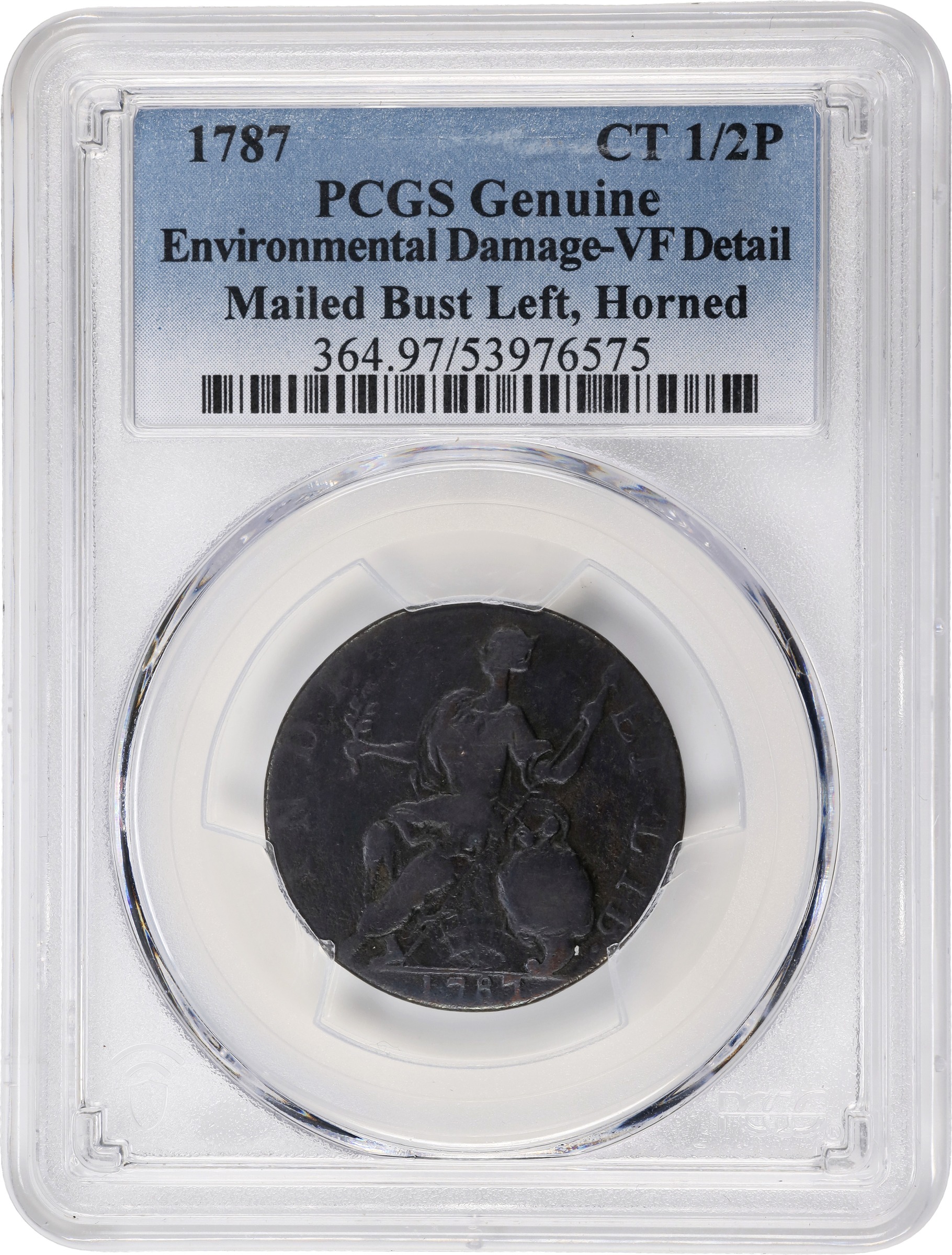 1787 Copper Connecticut, Mailed Bust Left, Horned MS BN thumbnail 19