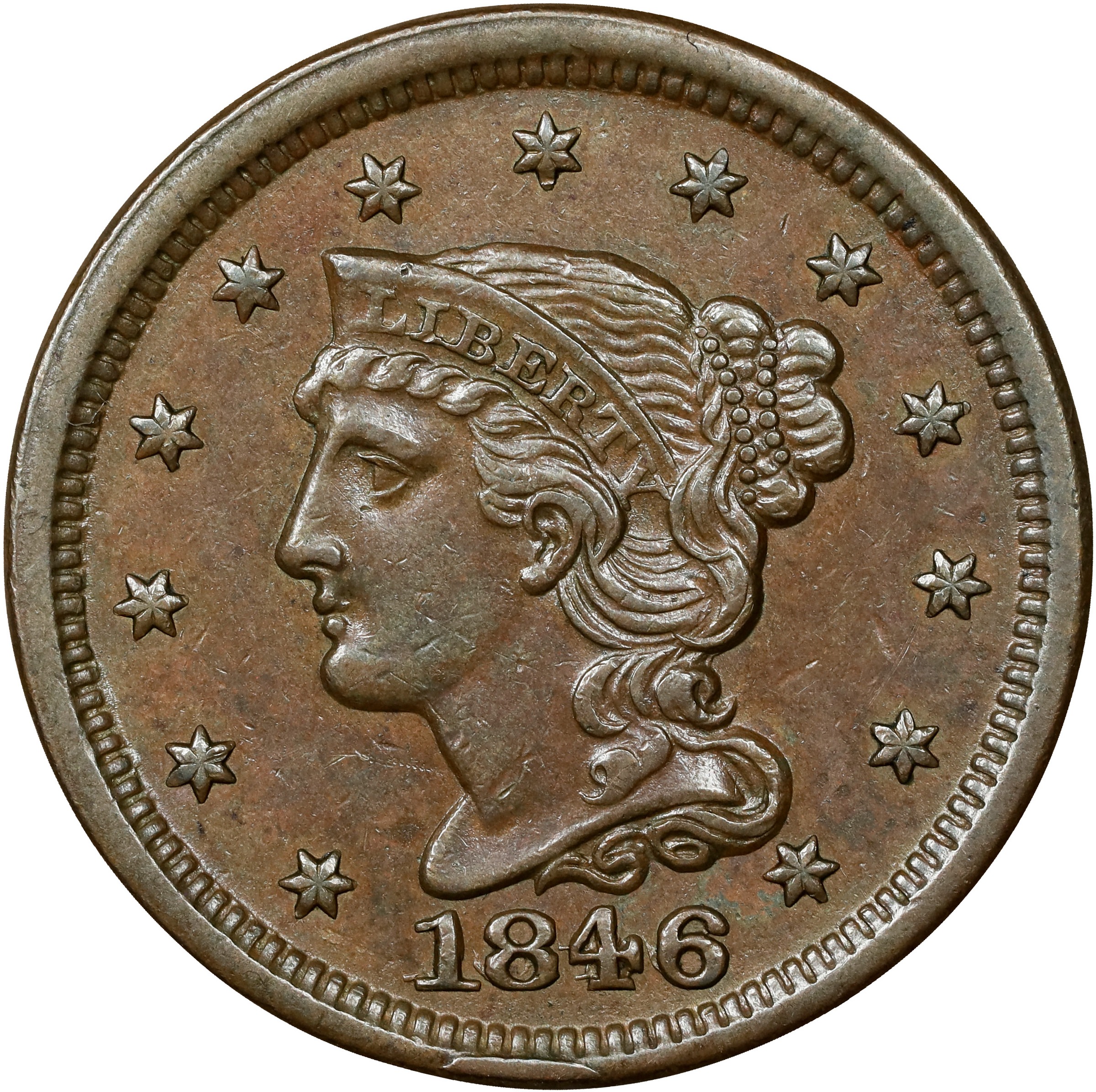 1846 1c Small Date, N-4 MS BN thumbnail 2