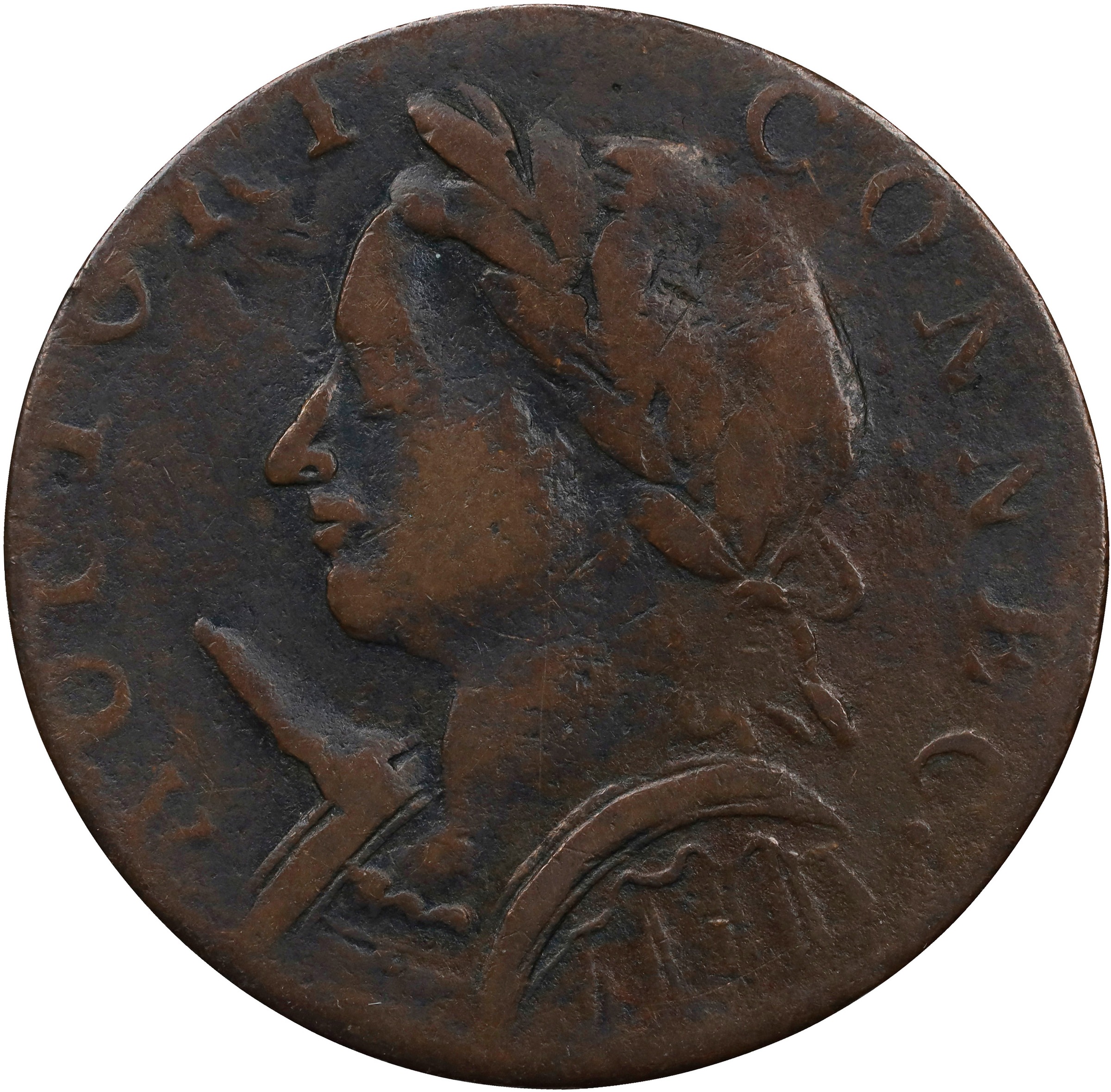 1787 Copper Connecticut, Mailed Bust Left, Horned MS BN thumbnail 4