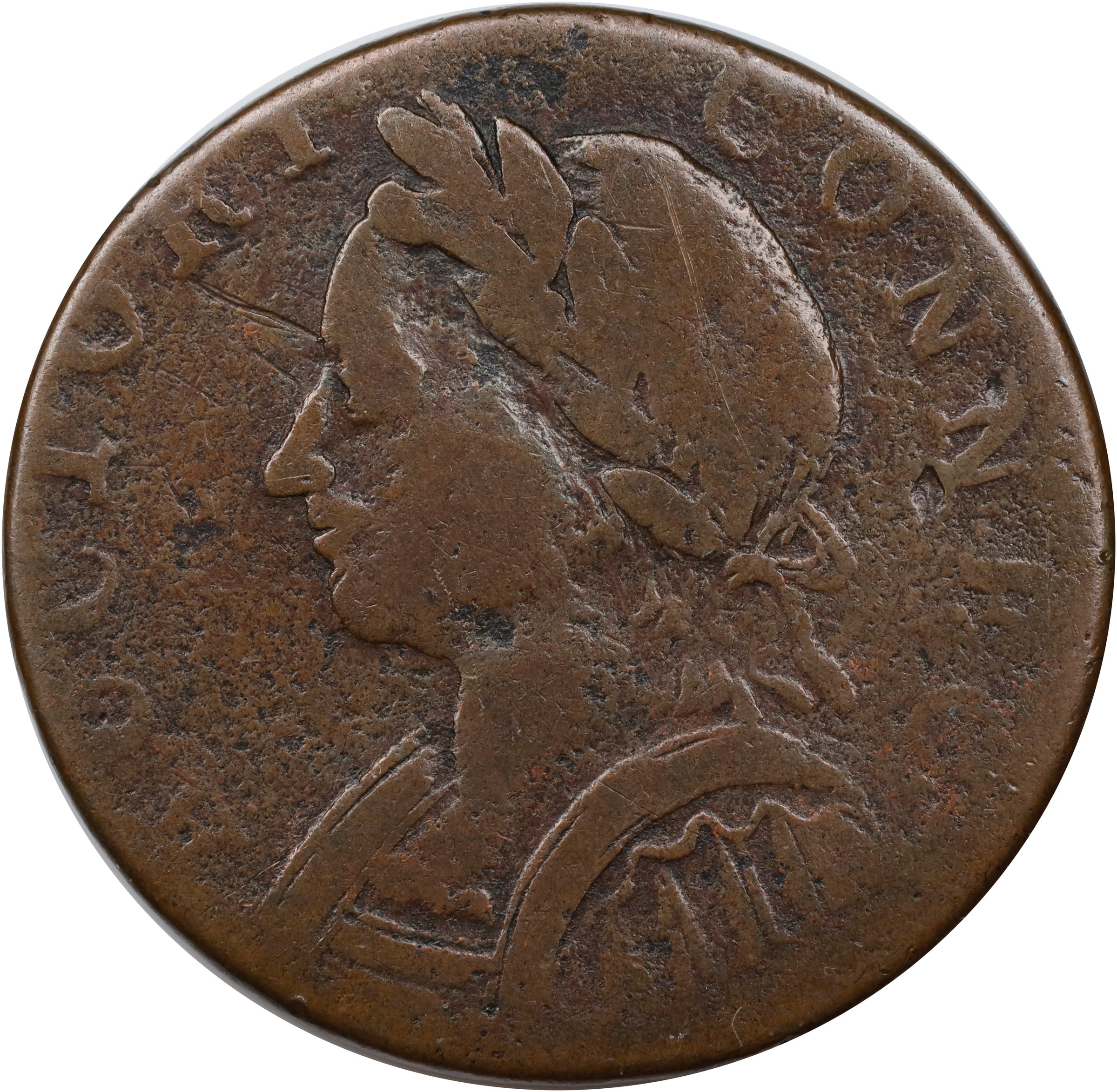 1787 Copper Connecticut, Mailed Bust Left, Horned MS BN thumbnail 5