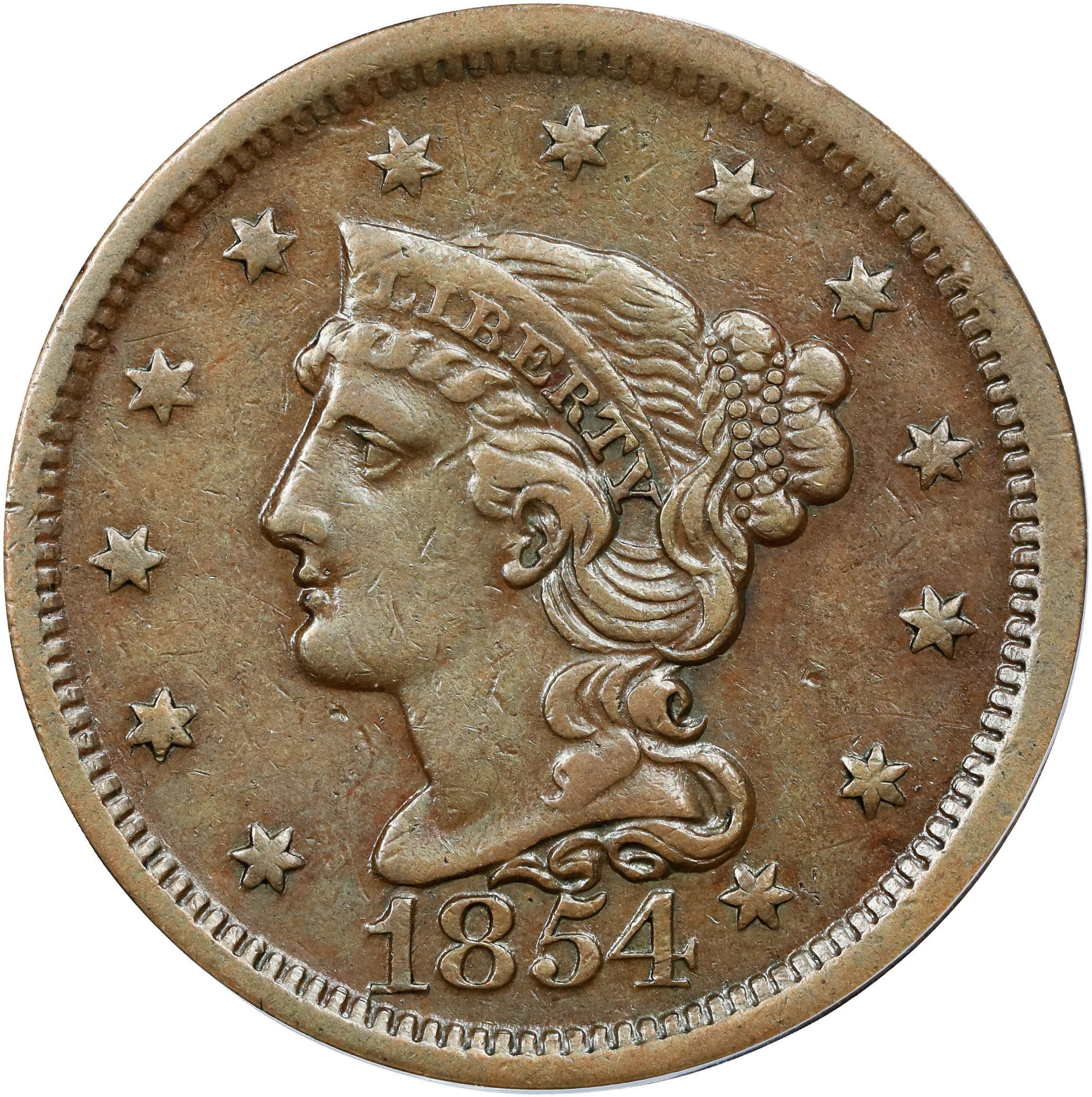 1854 1c N-28 MS BN XF40 BN CAC thumbnail 2
