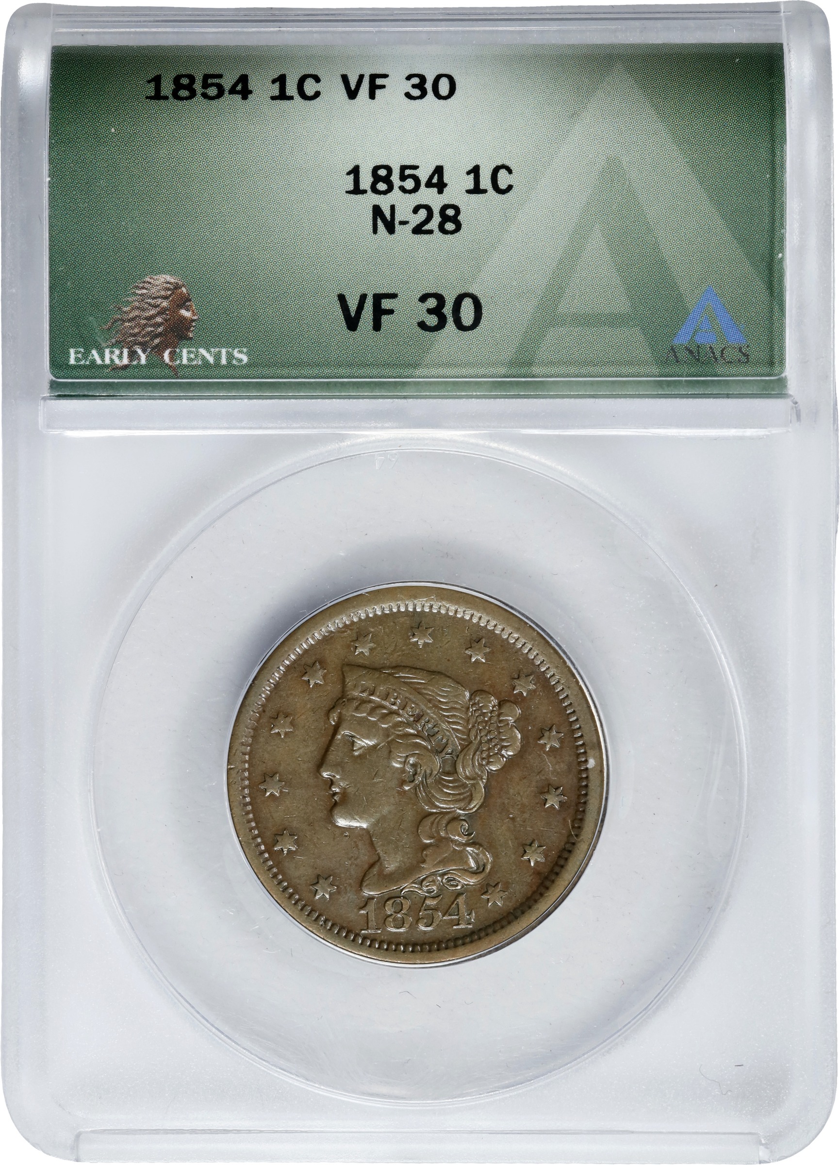 1854 1c N-28 MS BN XF40 BN CAC thumbnail 7