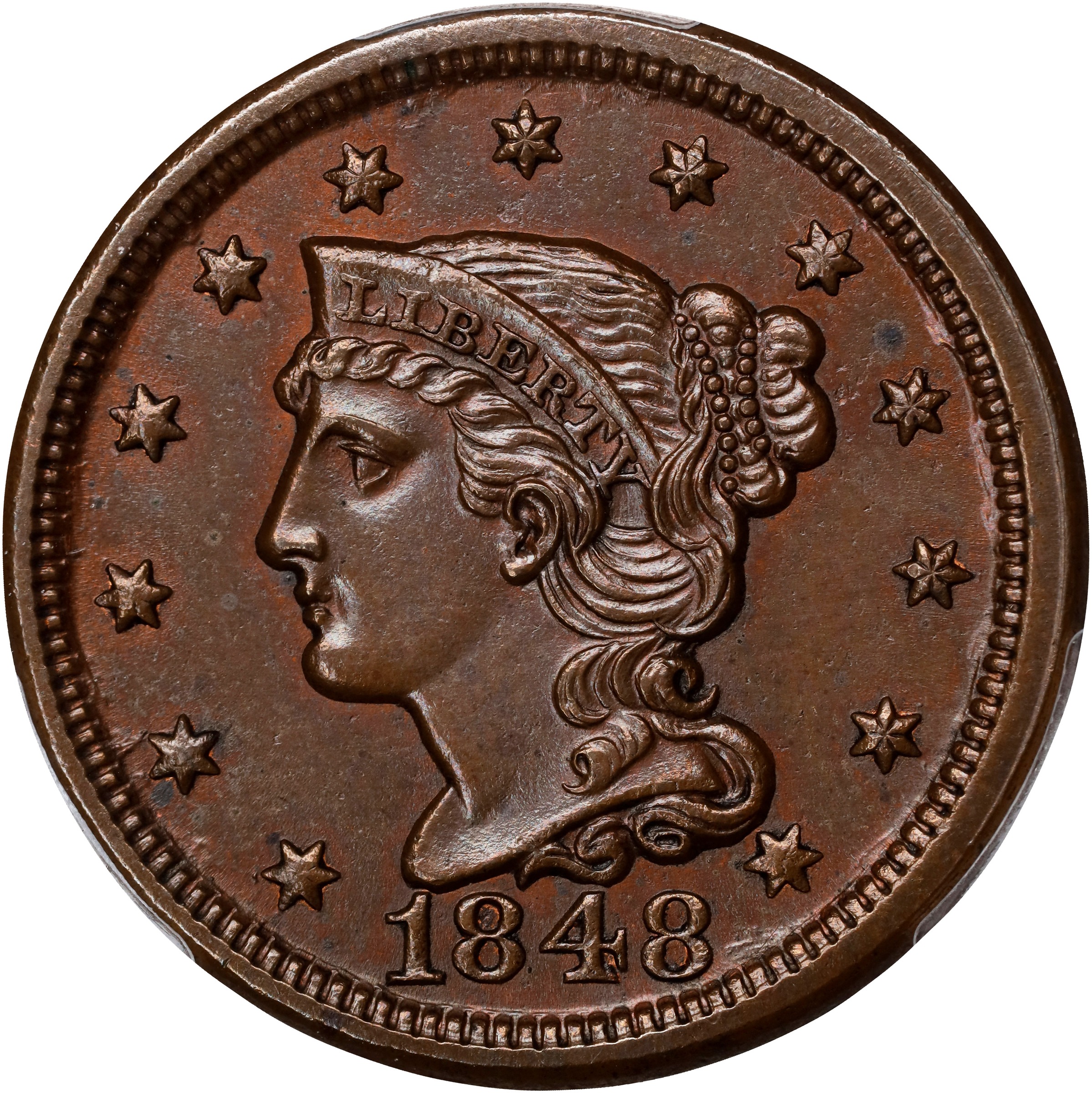 1848 1c N-27 MS BN AU58 BN thumbnail 2