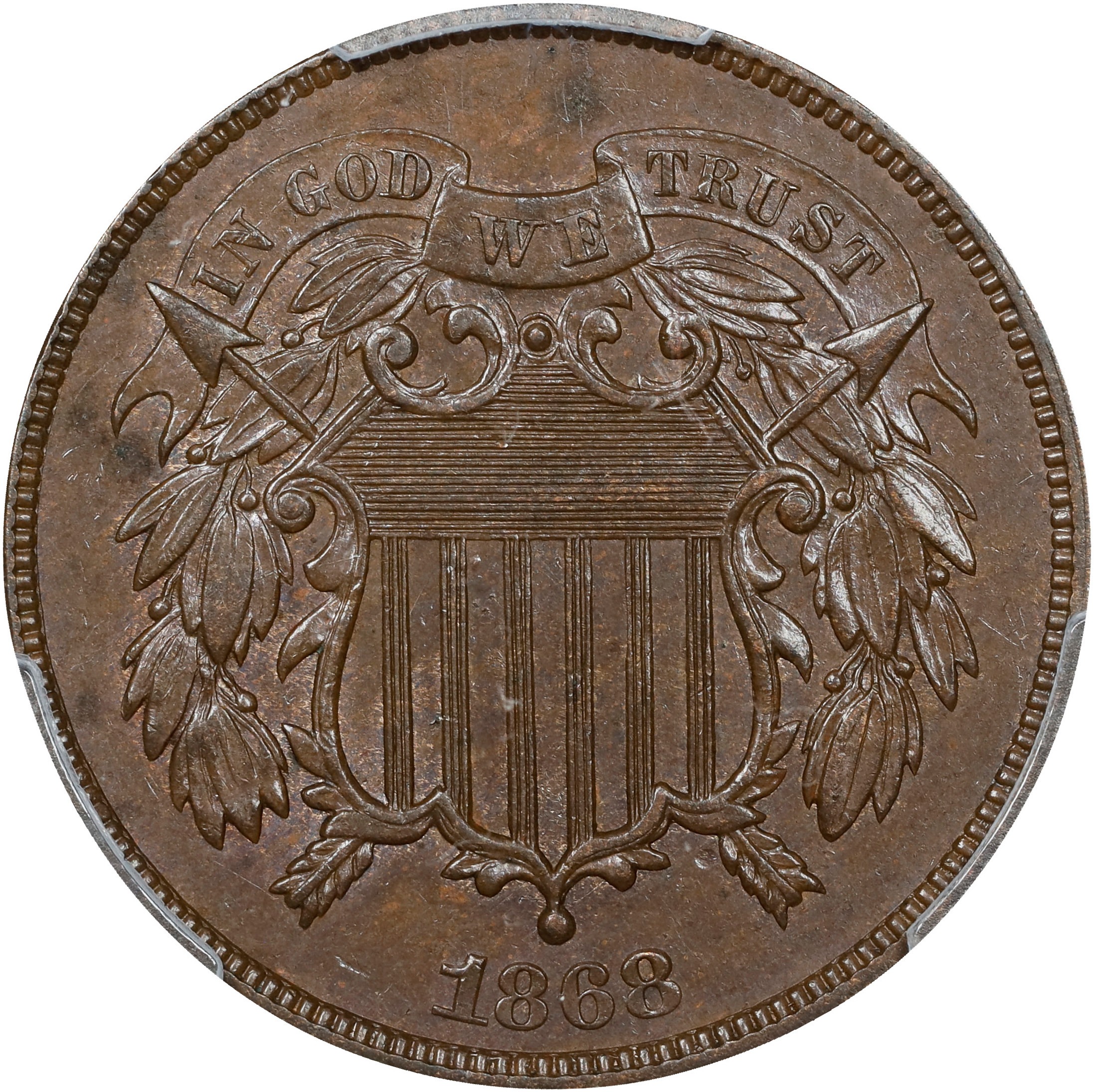 1868 2c Repunched Date, FS-303 MS BN VG10 BN CAC thumbnail 2