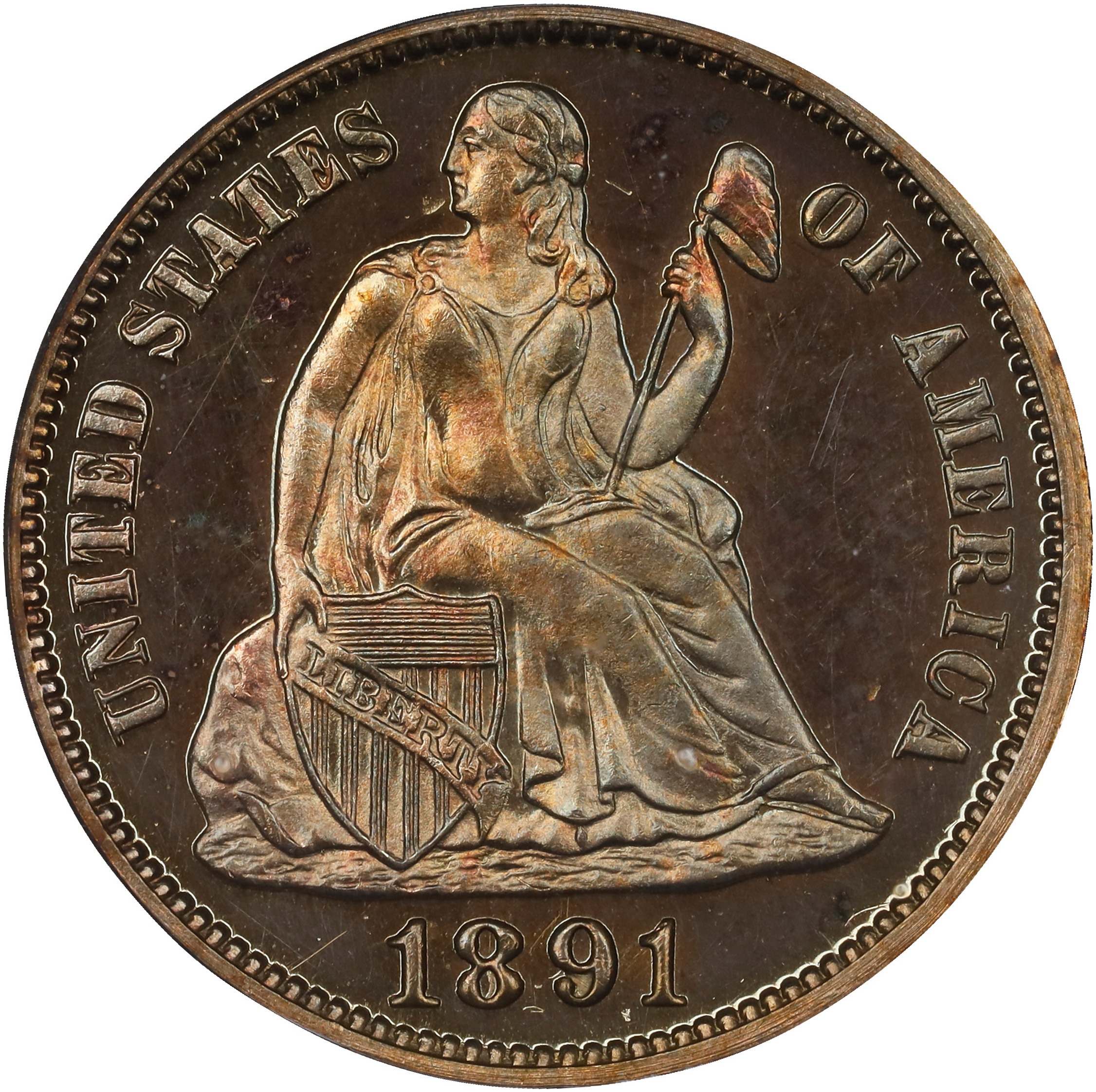 1891 10c AU50 CAC thumbnail 3