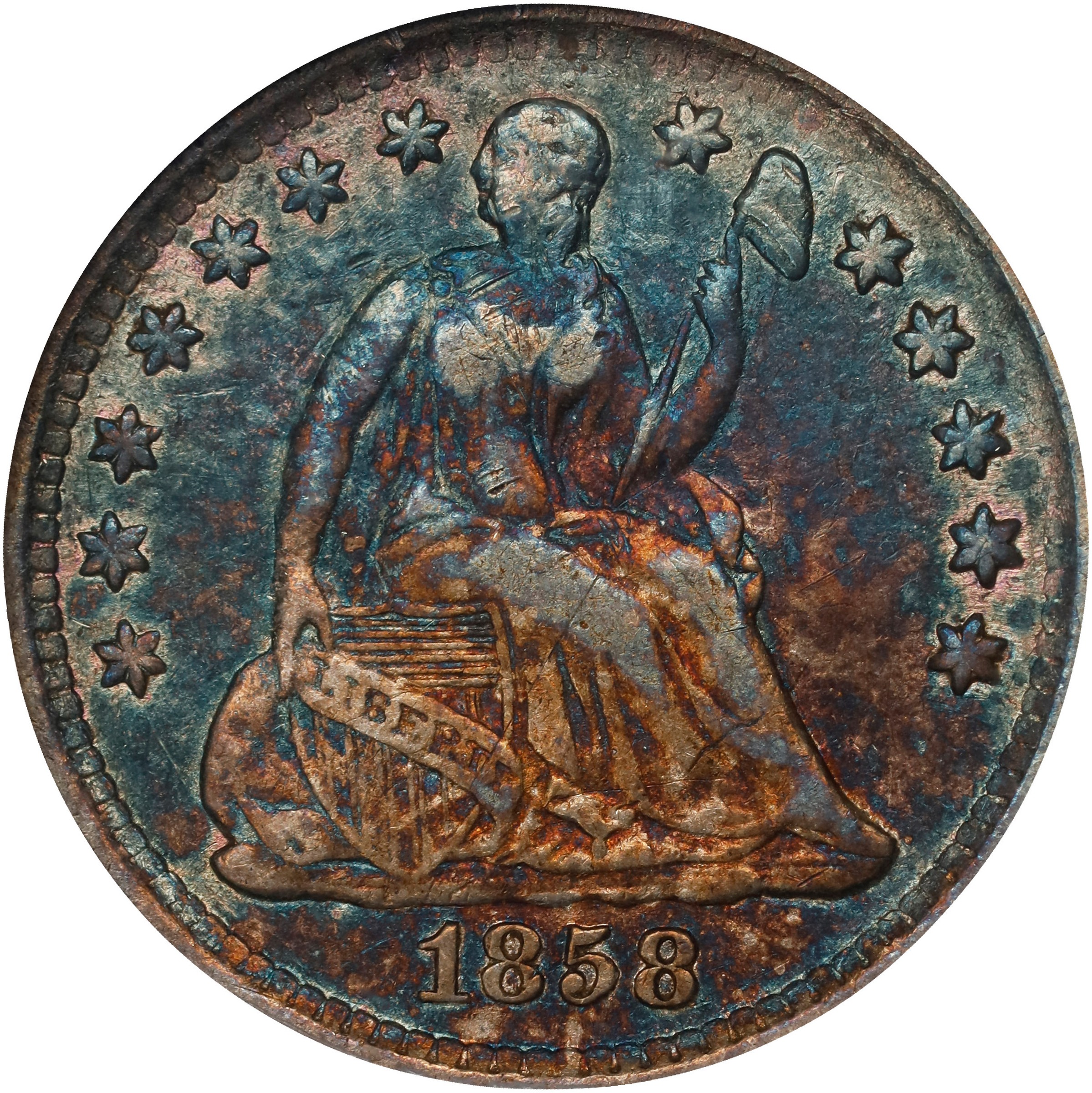 1858 H10c MS64 CAC thumbnail 2