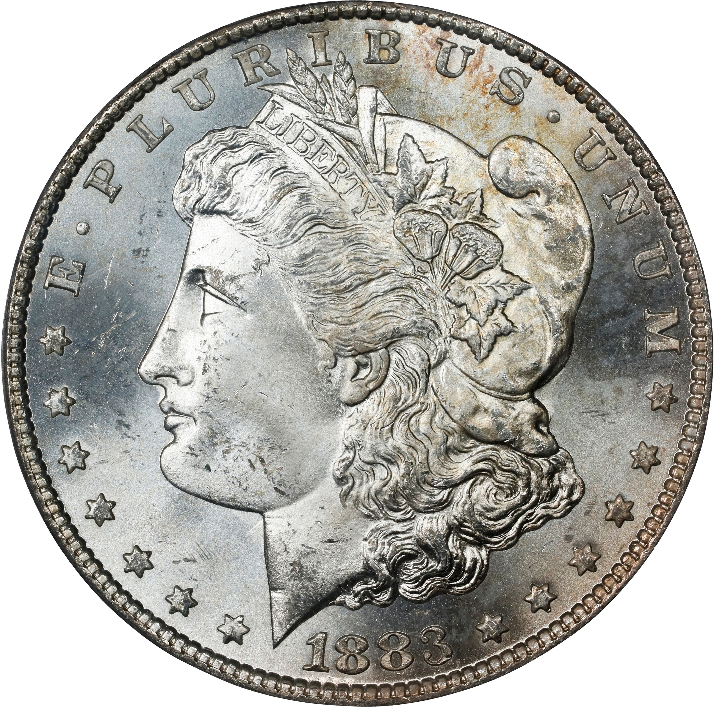 1883-CC $1  Clashed Obverse n & st, VAM-3A MS thumbnail 2