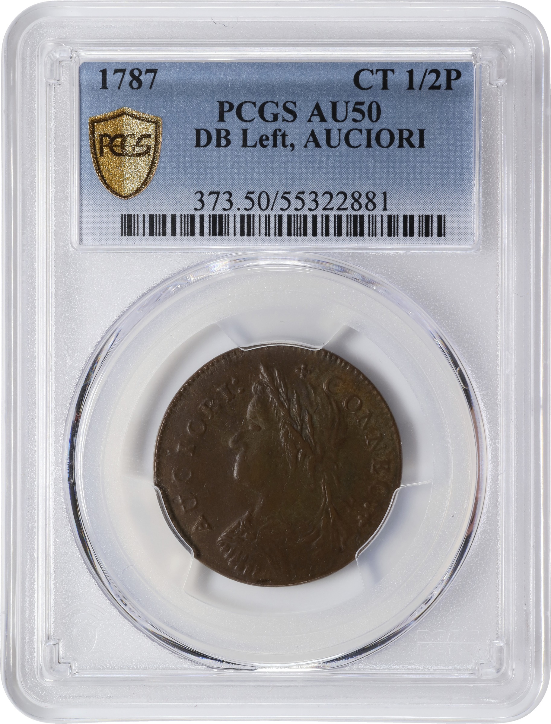 1787 Copper Connecticut, Draped Bust Left, AUCIORI MS BN thumbnail 13