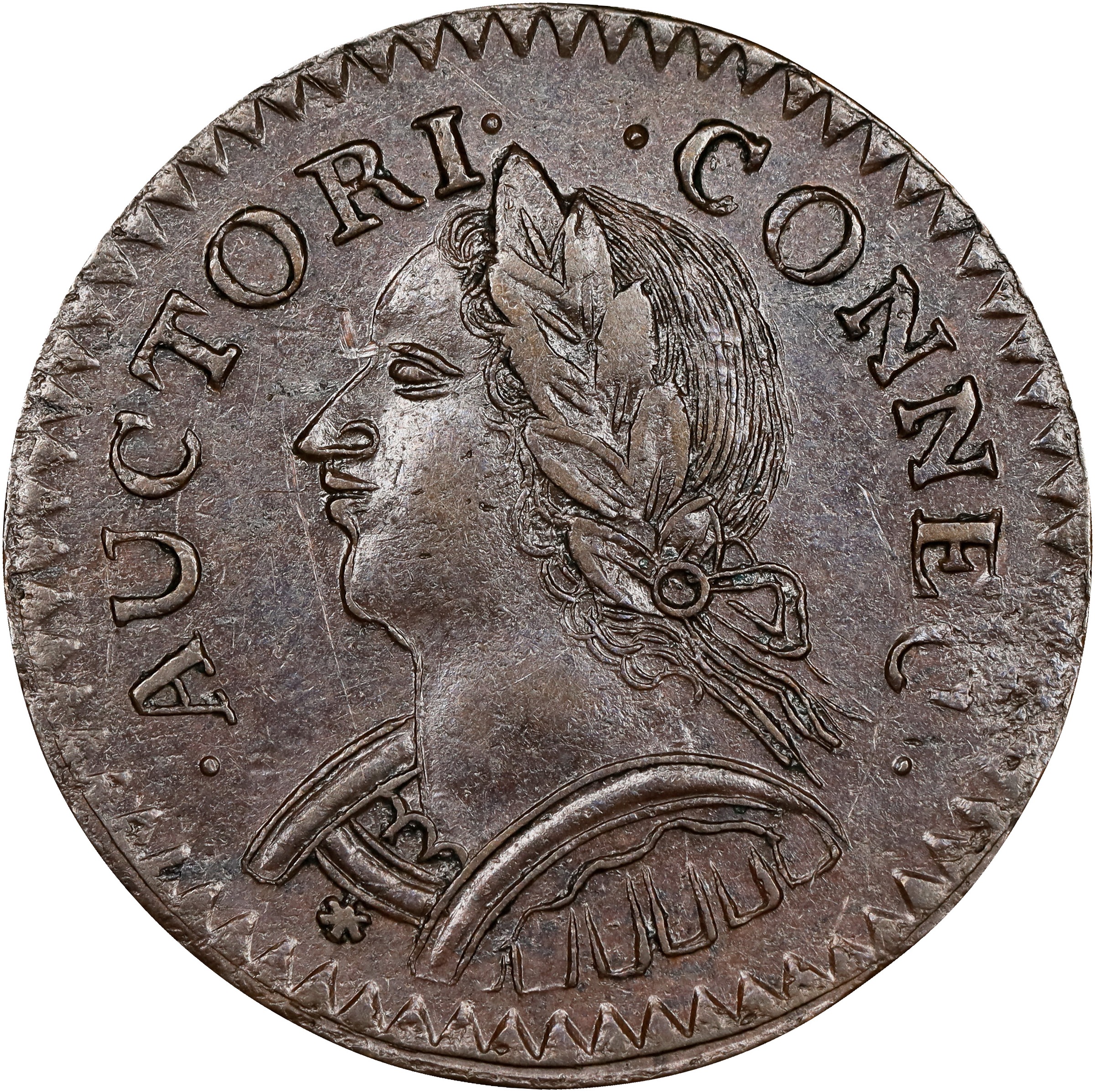 1787 Copper Connecticut, Mailed Bust Left, Laughing MS BN thumbnail 3