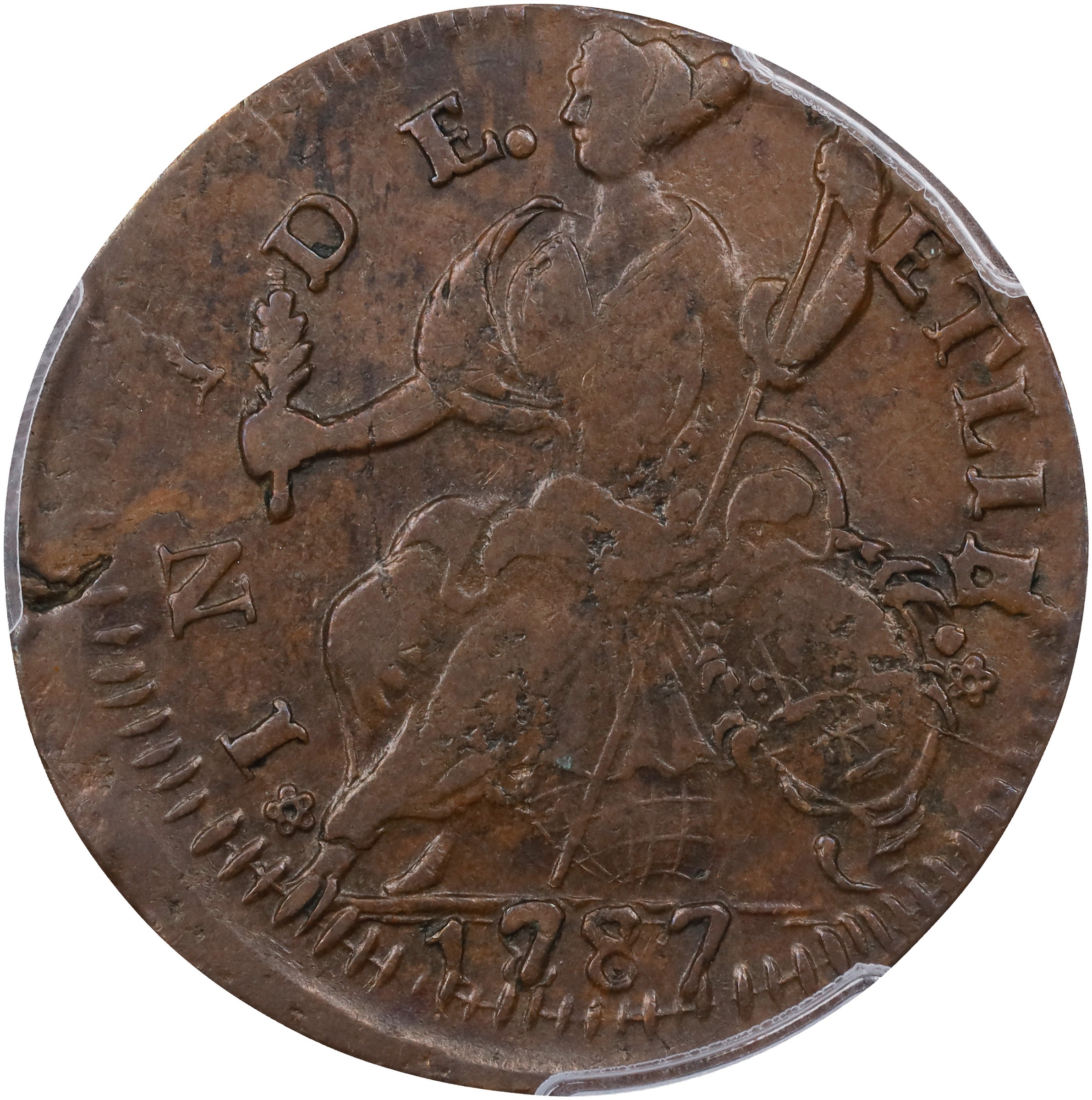 1787/1877 Copper Connecticut, Mailed Bust Left MS BN thumbnail 3