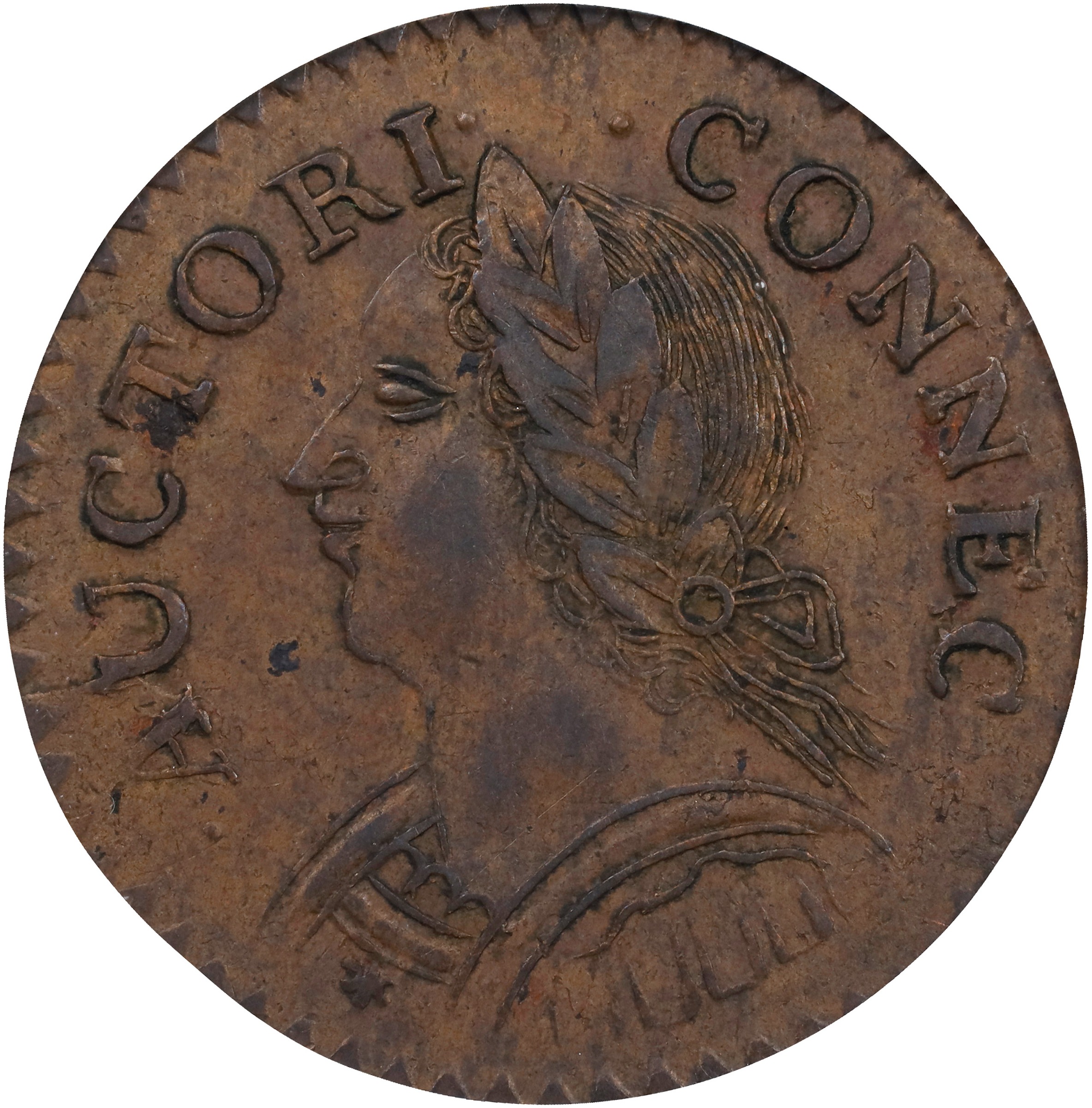 1787 Copper Connecticut, Mailed Bust Left, Laughing MS BN thumbnail 7
