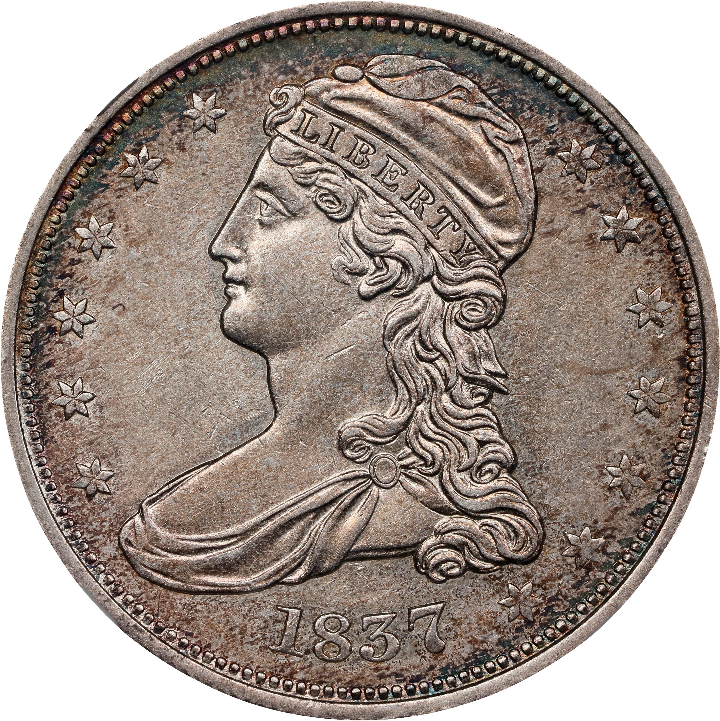 1837 50c Reeded Edge, GR-2 MS thumbnail 2