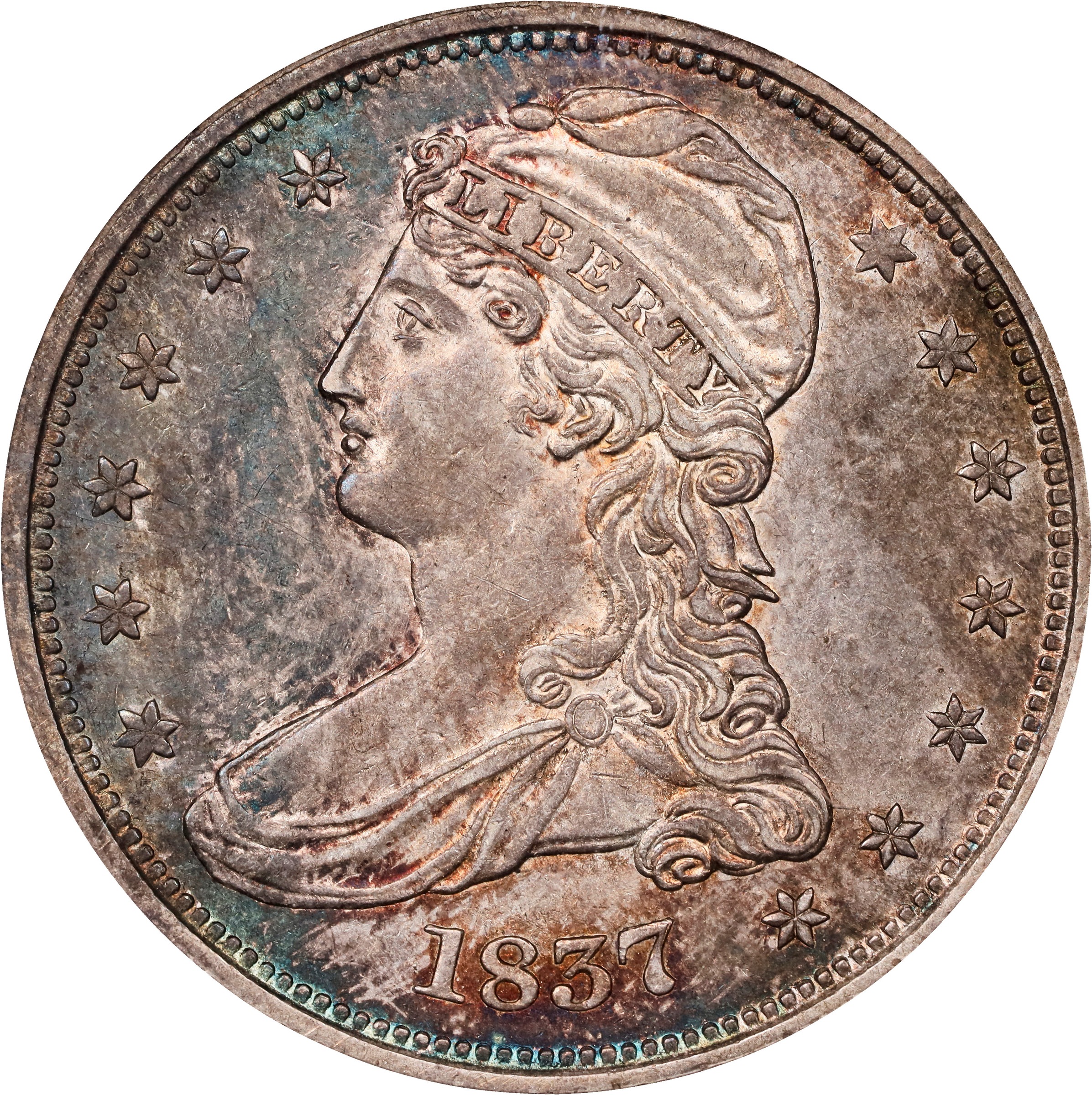 1837 50c Reeded Edge, GR-2 MS thumbnail 4