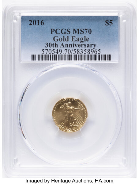 2016 $5  Gold Eagle, 30th Anniversary MS thumbnail 3