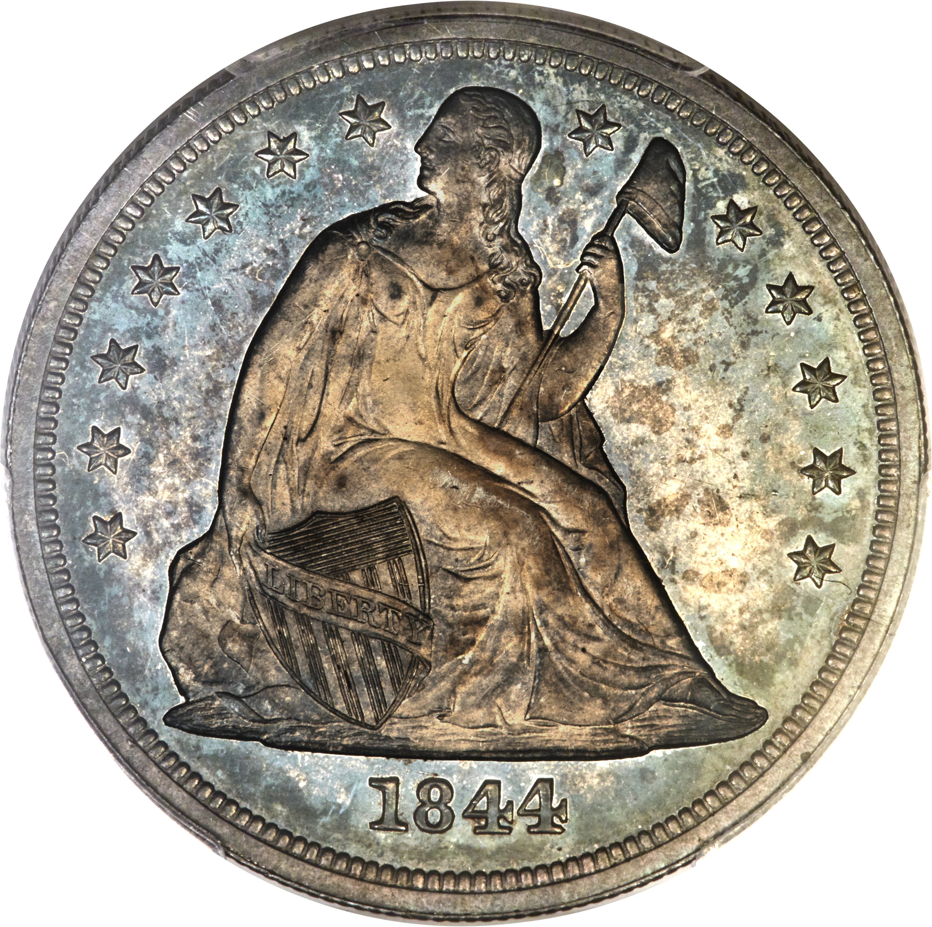 image for: 1844 $1 PR62 PCGS Secure. OC-P1, High R.6....