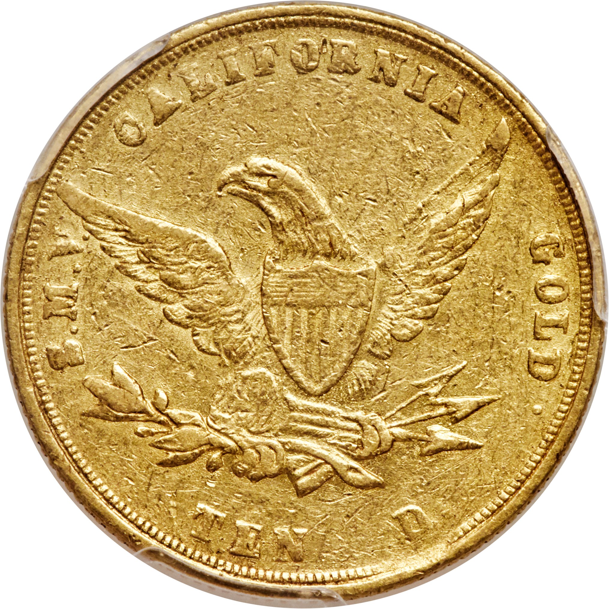 image for: 1855 $10 Wass Molitor Ten Dollar AU55 PCGS. K-6, High R.5....