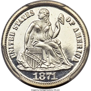 image for: 1871 10C PR64 Deep Cameo PCGS Secure. F-102, R.4....