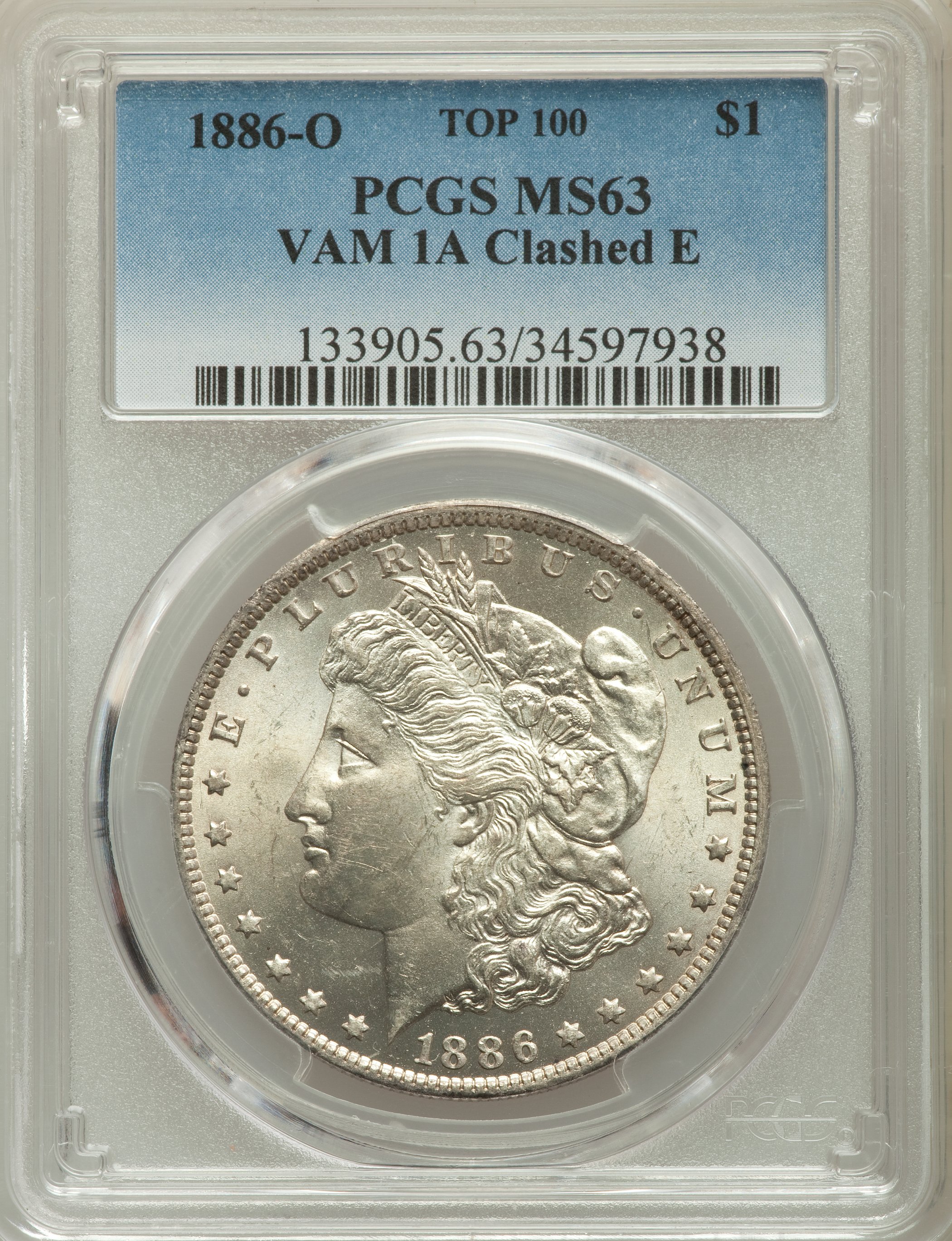 1886-O $1  Clashed Reverse BER, VAM-1A1 MS63 thumbnail 4