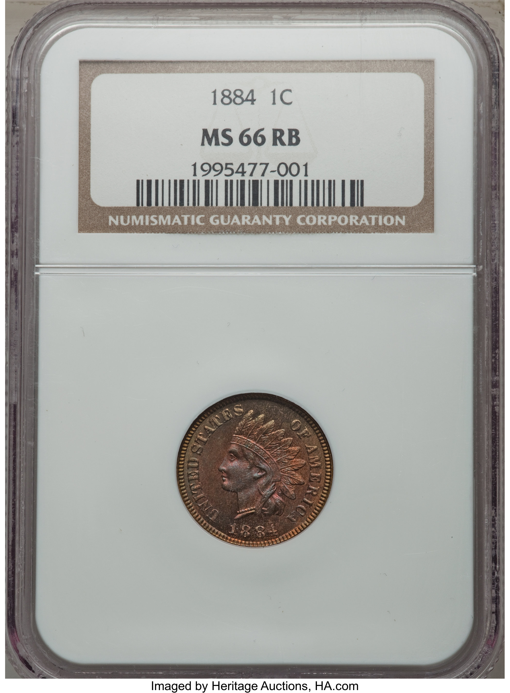 1884 1C MS66 Red and Brown NGC. NGC Census: (27/1). PCGS Population: (12/1). Mintage 23,261,742. ...