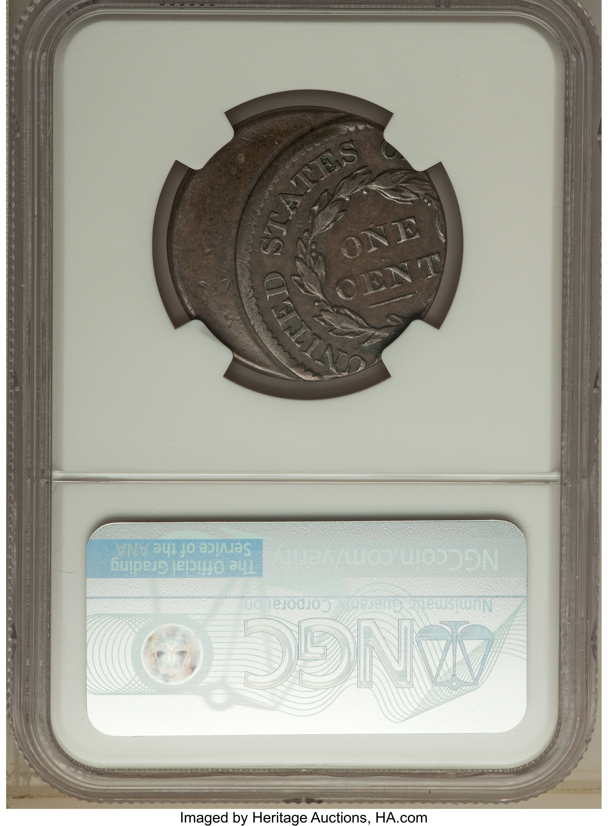 image for: 1825 1C N-2, R.2 -- Struck 25% Off Center -- XF45 NGC....
