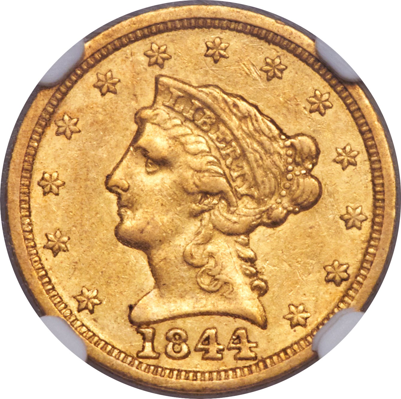 image for: 1844 $2 1/2 AU53 NGC....