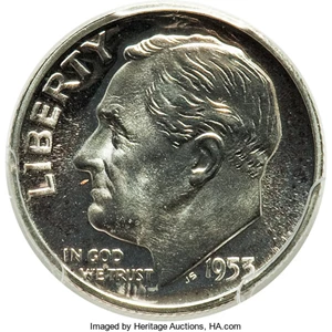 image for: 1953 10C PR68 Cameo PCGS. PCGS Population: (17/0). NGC Census: (104/9). ...
