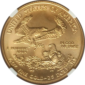 image for: 2006-W $25 Half-Ounce Gold Eagle, Burnished, MS70 NGC. NGC Census: (5474). PCGS Population: (1682). CDN: $1,600 Whsle. Bid ...