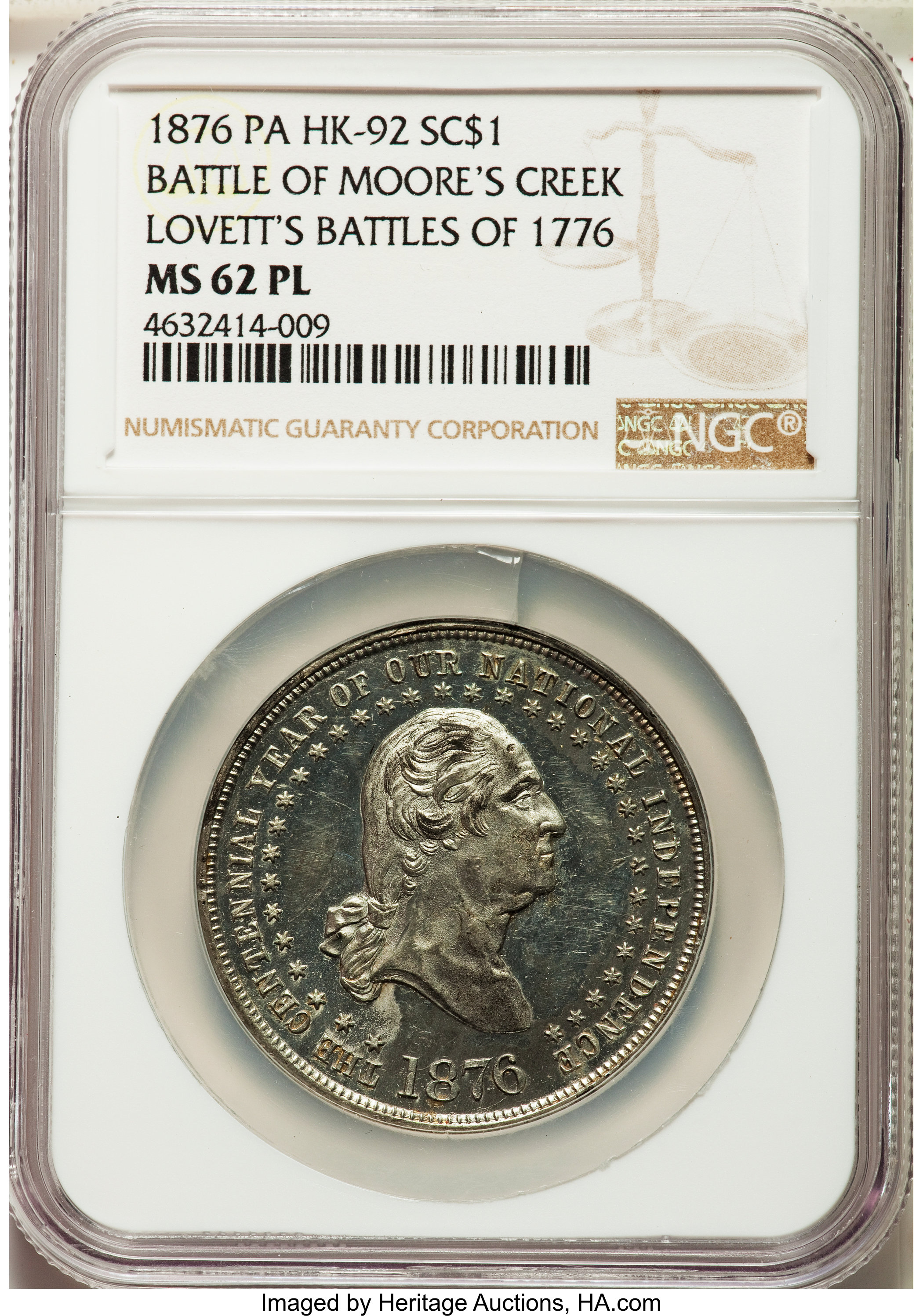 1876 SC$1 Eight Battles, White Metal, HK-92 MS