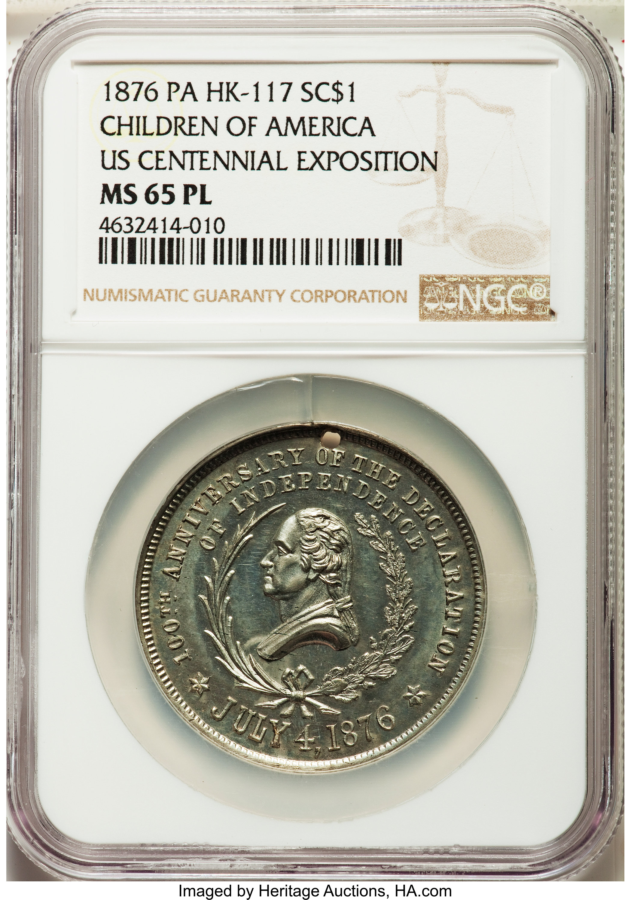 image for: 1876 Lovett's Battles of 1776, Battle of Moore's Creek Bridge, White Metal, Baker-440B, HK-92, R.5, MS62 Prooflike NGC; 1876 U... (Total: 2 medals)