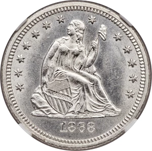 image for: 1868 25C MS63 NGC. Briggs 1-A....