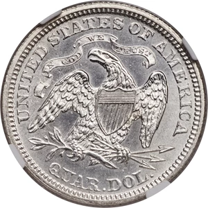 image for: 1868 25C MS63 NGC. Briggs 1-A....