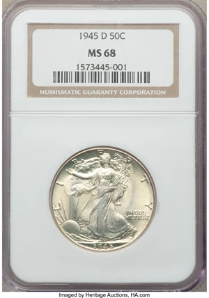 image for: 1945-D 50C MS68 NGC....