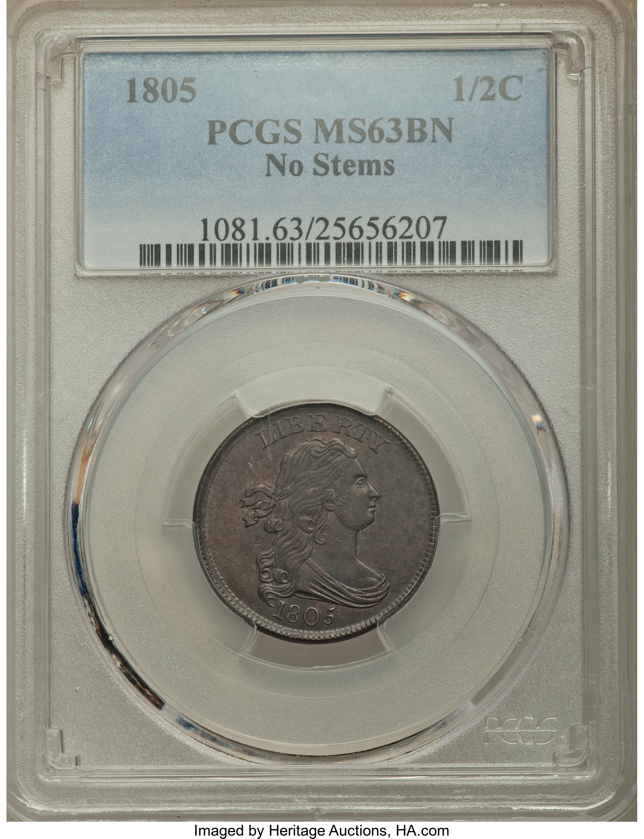 1805 1/2c Small 5, No Stems, C-1 MS BN AU50 BN thumbnail 20