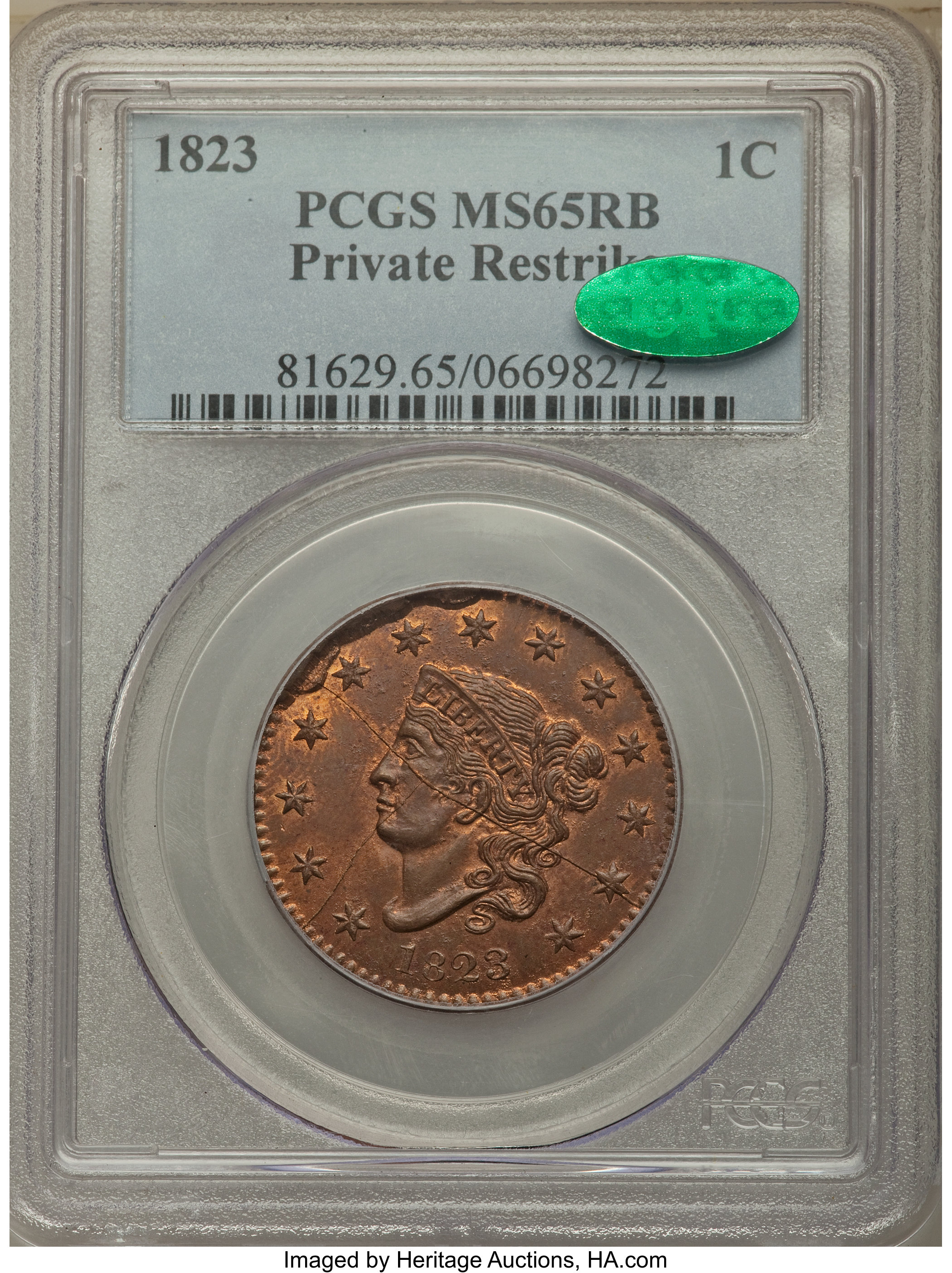 image for: 1823 1C Restrike MS65 Red and Brown PCGS. CAC....