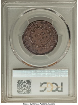 image for: 1825 1C N-10, R.3, MS62 Brown PCGS....