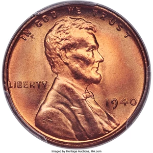 1940-P One Cent Lincoln PCGS MS66 Red