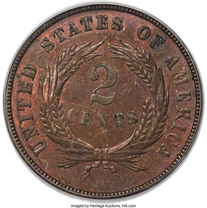 image for: 1872 2C Doubled Die Obverse, FS-101, MS64 Brown PCGS....