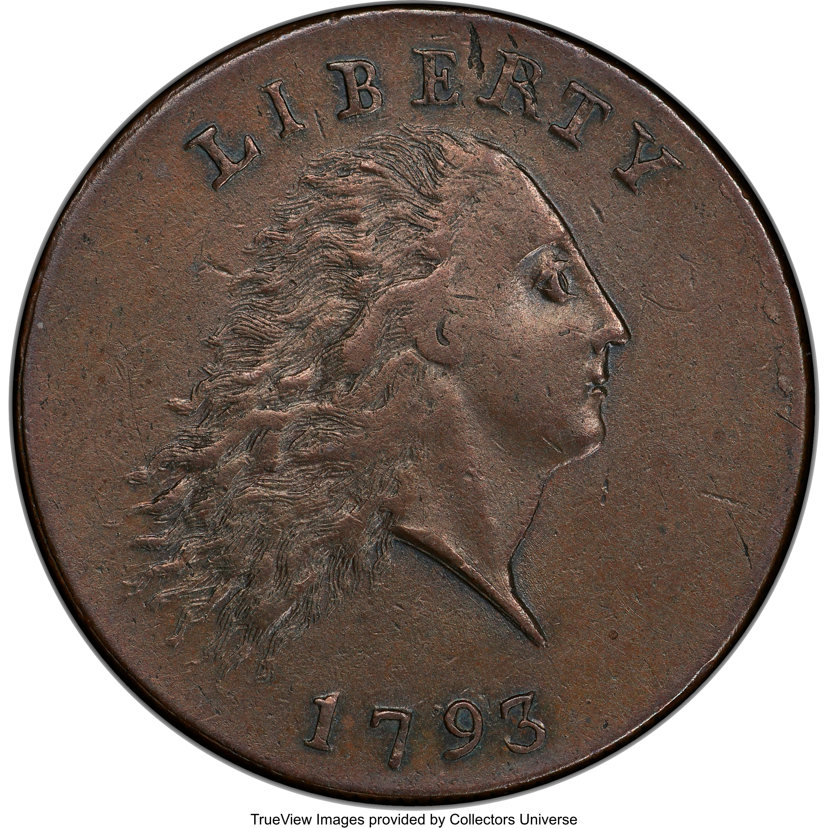 image for: 1793 1C Chain, AMERICA, S-3, B-4, Low R.3, AU58+ PCGS Secure....