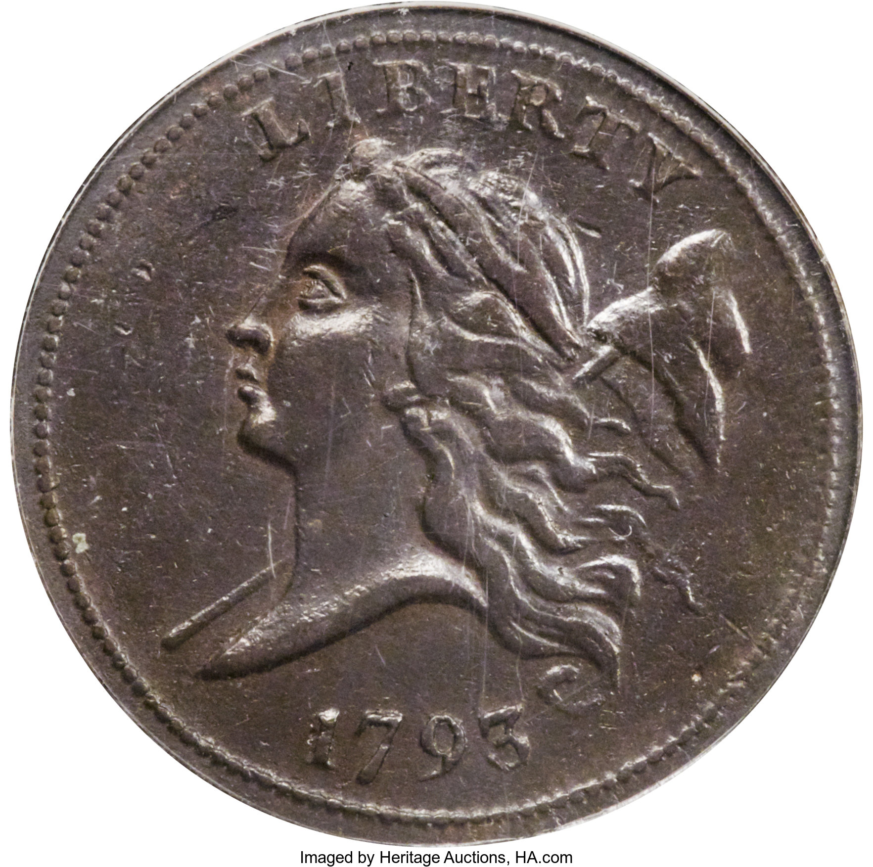 1793 1/2 C C-2, B-2, R.3, AU50 PCGS. ...
