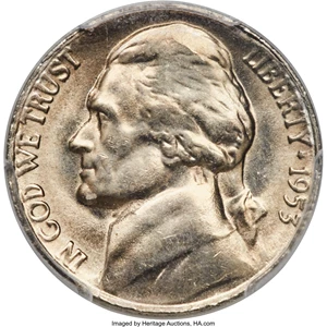 image for: 1953-S 5C MS65 Full Steps PCGS....