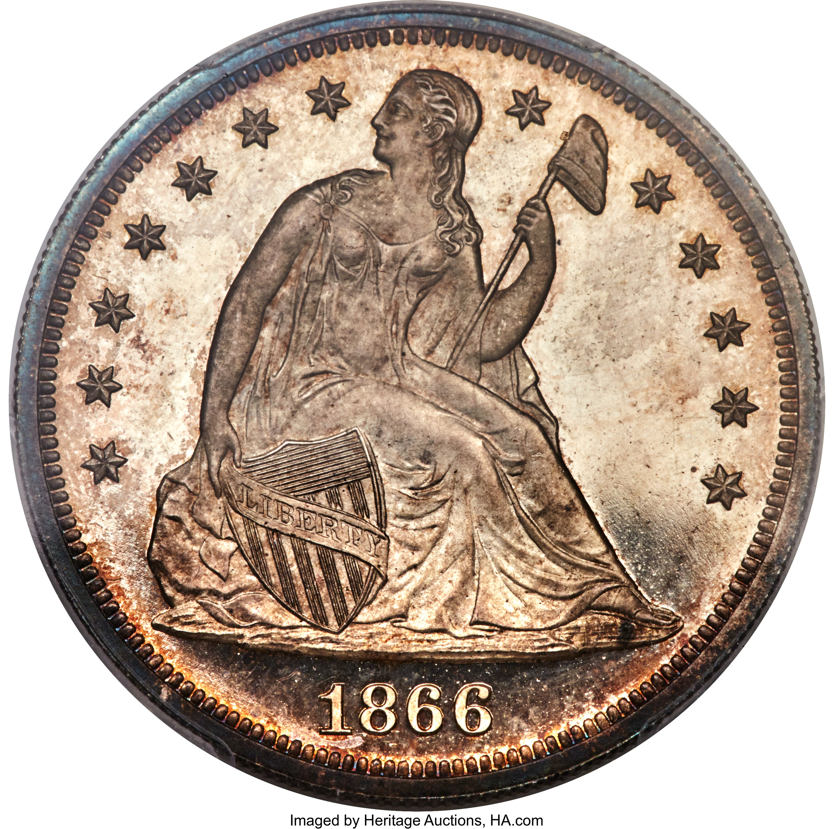 image for: 1866 $1 Motto PR66 Cameo PCGS. CAC....