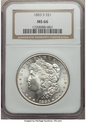 image for: 1883-S $1 MS66 NGC....