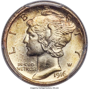 image for: 1916 10C MS68 Full Bands PCGS Secure....
